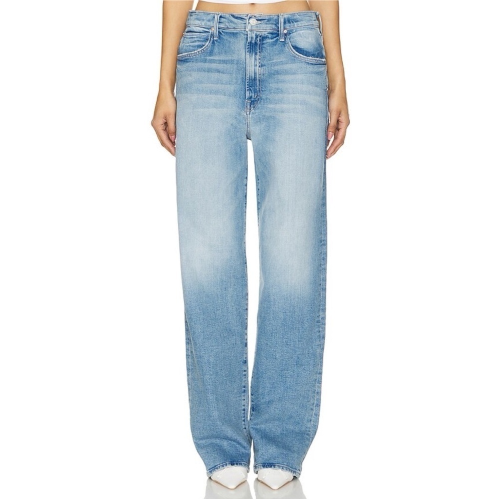 New MOTHER Superior The Spitfire Sneak Wide Leg Jeans Light Blue 24